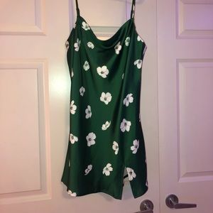 Floral Green Princess Polly Mini Silk Dress